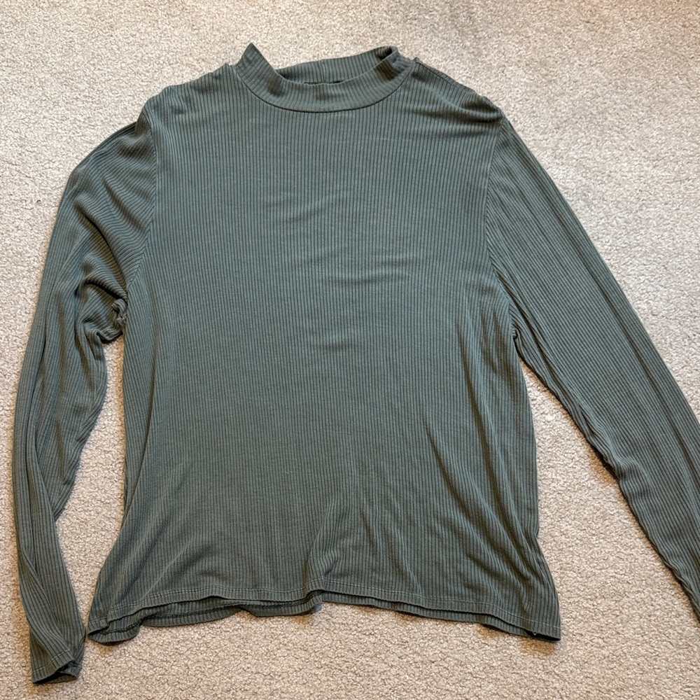 🚨5/$25!! American Eagle Ribbed Long Sleeve Top in Green